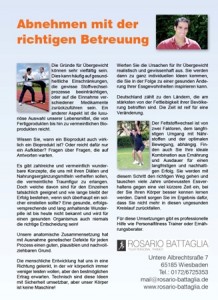 Rosario Battaglia im Gesundheitsratgerber 2010 für Wiesbaden mit drei Bilder bei der Auführung von Fitnessübungen.